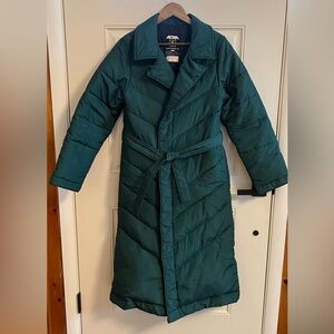 Vintage Altra Designs long green puffer coat